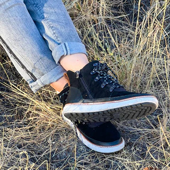 Black Suede Grounded Ankle Boot