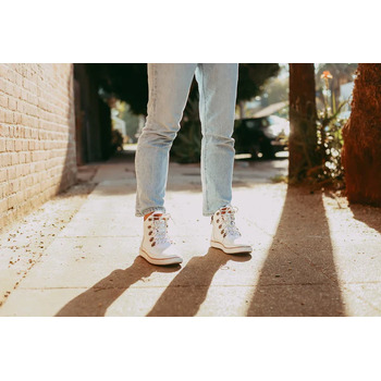 White Leather Grounded Ankle Boot
