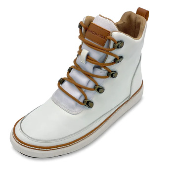 White Leather Grounded Ankle Boot
