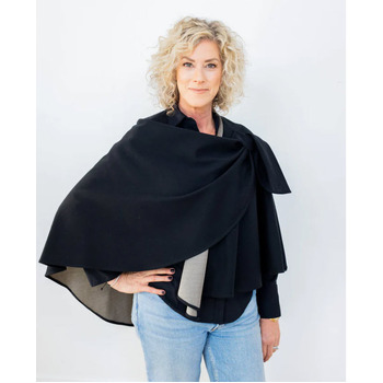 Black Silver Cotton Double Knit Cape